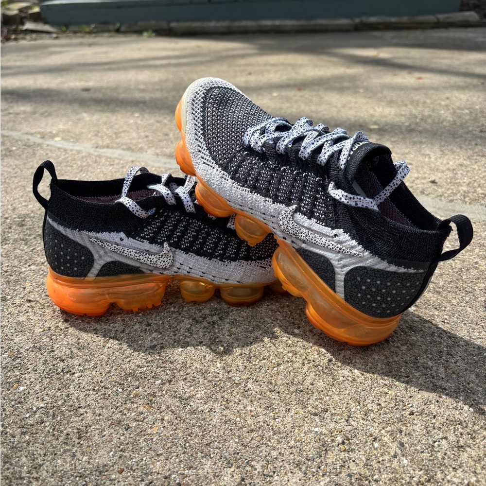 Nike Kids Black and Orange Air VaporMax Sneakers